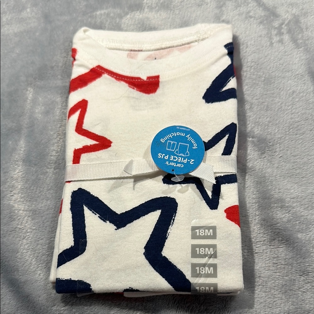 Carter's White Baby Pants with Red and Blue Chevron